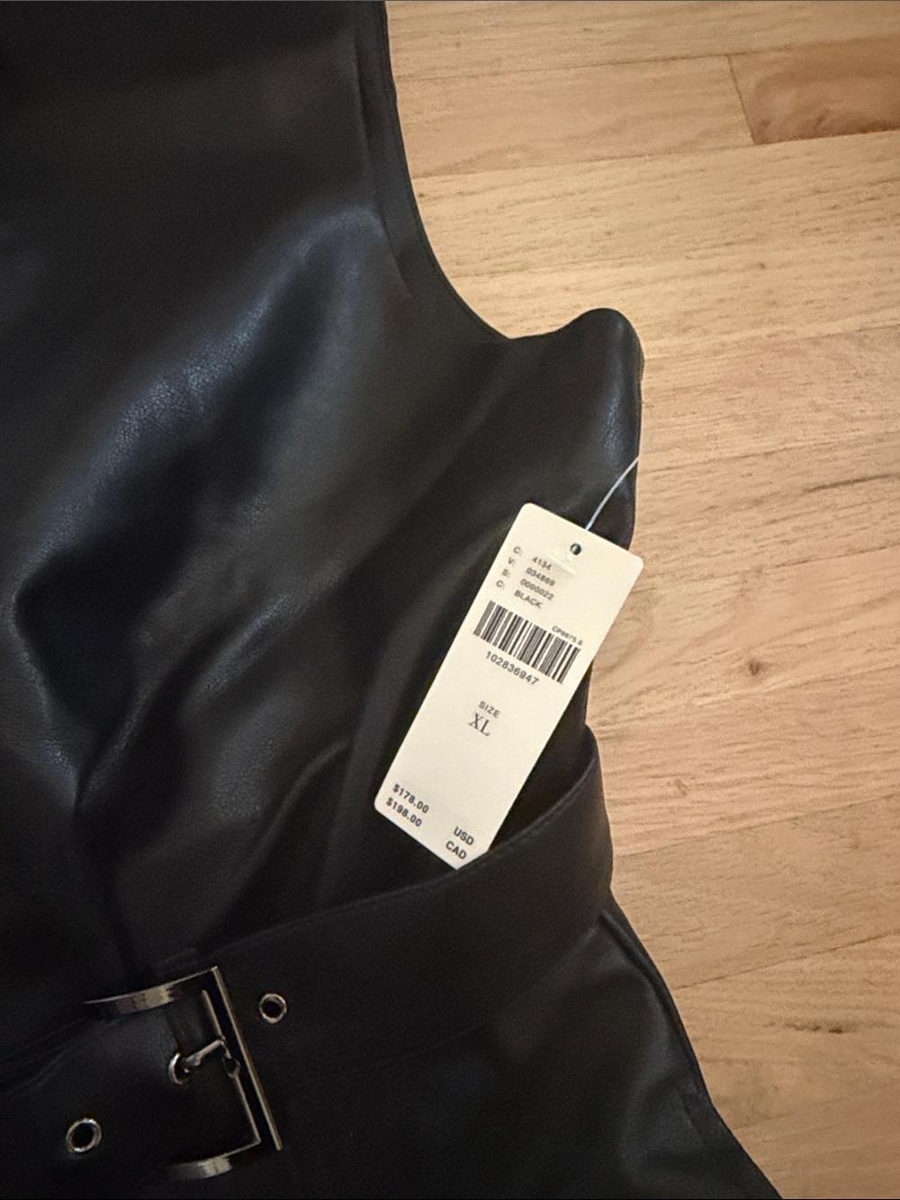 NWT Anthropologie Sleeveless Black Faux Leather Romper with Belt XL - Picture 4 of 10